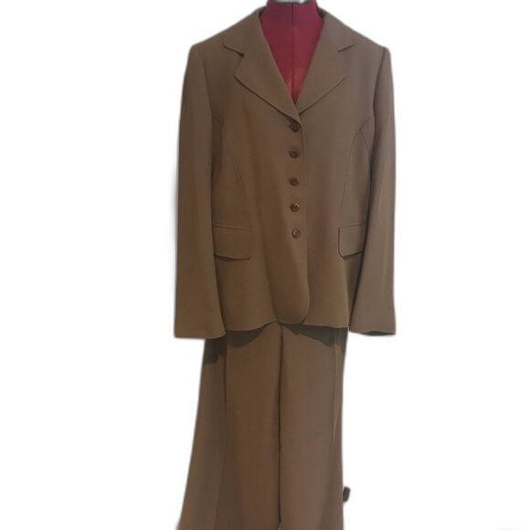 Ellen Tracy Pantsuit Women's Size 14 Brown 2-Piece Set Blazer & Pants - Picture 1 of 12